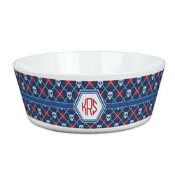 Knitted Argyle & Skulls Kid's Bowl (Personalized)
