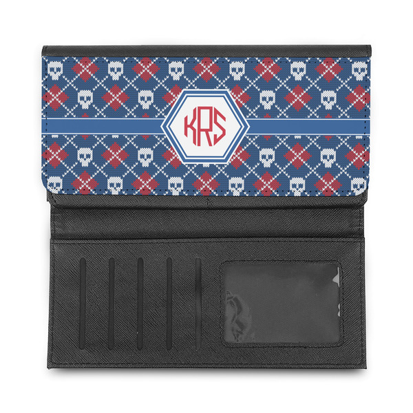 Knitted Argyle & Skulls Ladies Wallet - Half Way Open