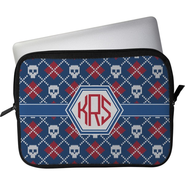 Custom Knitted Argyle & Skulls Laptop Sleeve / Case (Personalized)