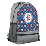 Knitted Argyle & Skulls Backpack - Grey (Personalized)