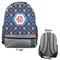 Knitted Argyle & Skulls Large Backpack - Gray - Front & Back View