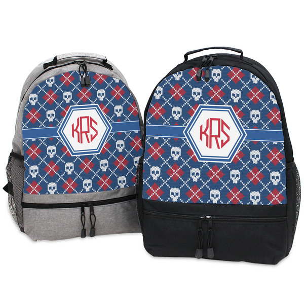 Knitted Argyle & Skulls Large Backpacks - Both
