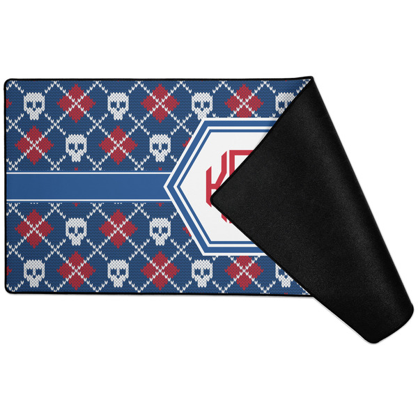 Knitted Argyle & Skulls Large Gaming Mats - FRONT W/ FOLD