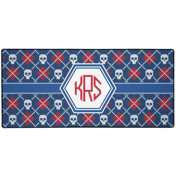 Custom Knitted Argyle & Skulls 3XL Gaming Mouse Pad - 35" x 16" (Personalized)