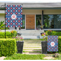 Knitted Argyle & Skulls Large Garden Flag - Double Sided (Personalized)