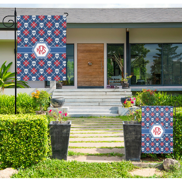 Knitted Argyle & Skulls Large Garden Flag - LIFESTYLE