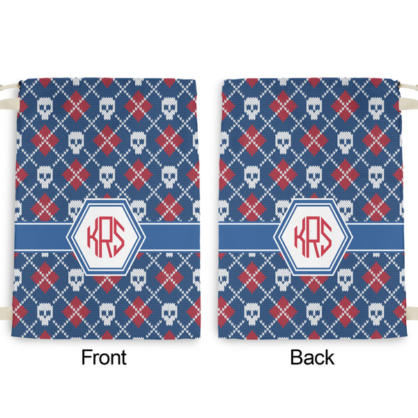 Knitted Argyle & Skulls Large Laundry Bag - Front & Back View