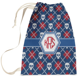 Knitted Argyle & Skulls Laundry Bag (Personalized)