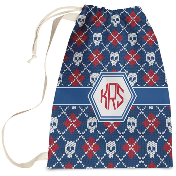 Custom Knitted Argyle & Skulls Laundry Bag - Large (Personalized)
