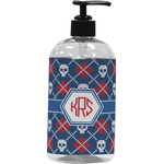 Knitted Argyle & Skulls Plastic Soap / Lotion Dispenser (16 oz - Large - Black) (Personalized)