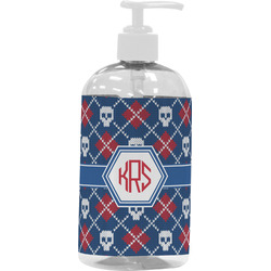 Knitted Argyle & Skulls Plastic Soap / Lotion Dispenser (16 oz - Large - White) (Personalized)