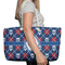Knitted Argyle & Skulls Large Rope Tote Bag - In Context View