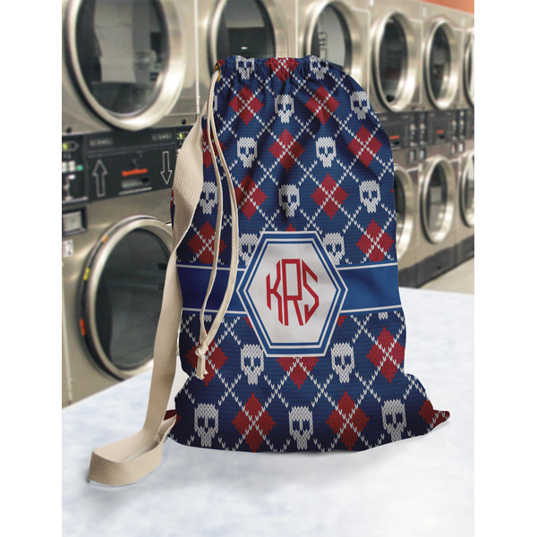 Knitted Argyle & Skulls Laundry Bag in Laundromat