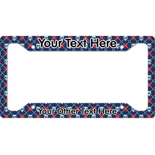 Custom Knitted Argyle & Skulls License Plate Frame - Style A (Personalized)