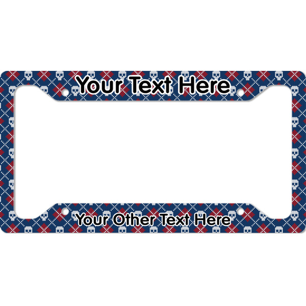 Custom Knitted Argyle & Skulls License Plate Frame (Personalized)