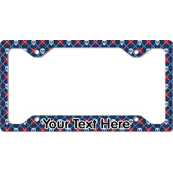 Knitted Argyle & Skulls License Plate Frame - Style C (Personalized)