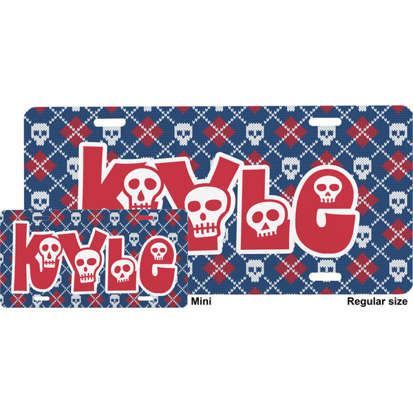 Knitted Argyle & Skulls License Plate (Sizes)