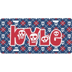 Knitted Argyle & Skulls Front License Plate (Personalized)