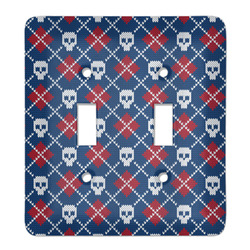 Knitted Argyle & Skulls Light Switch Cover (2 Toggle Plate)