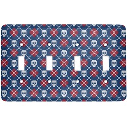 Knitted Argyle & Skulls Light Switch Cover (4 Toggle Plate)