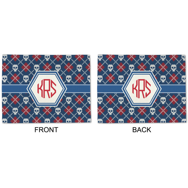 Knitted Argyle & Skulls Linen Placemat - APPROVAL (double sided)
