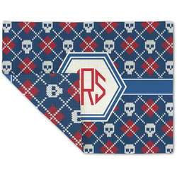 Knitted Argyle & Skulls Double-Sided Linen Placemat - Single w/ Monogram