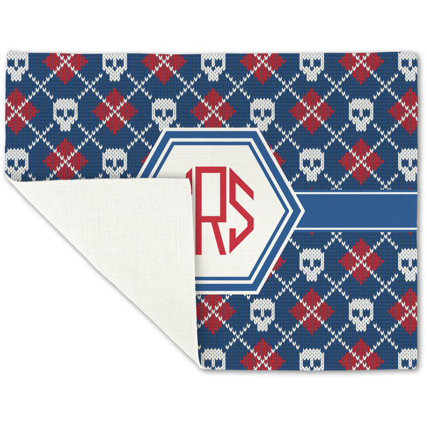 Knitted Argyle & Skulls Linen Placemat - Folded Corner (single side)