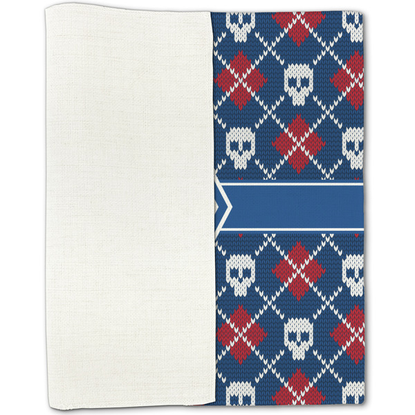 Knitted Argyle & Skulls Linen Placemat - Folded Half