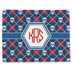 Knitted Argyle & Skulls Single-Sided Linen Placemat - Single w/ Monogram