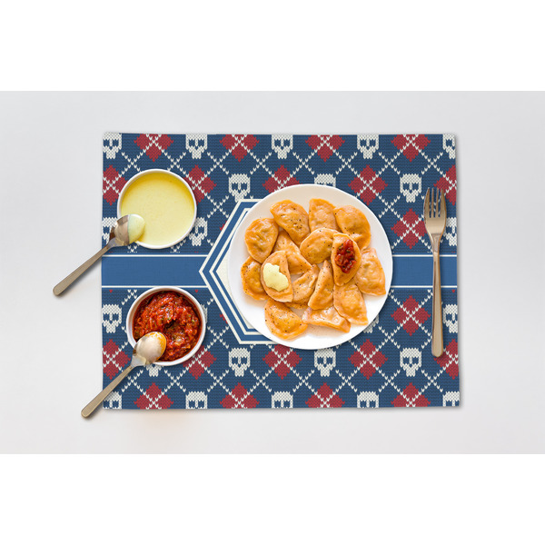 Knitted Argyle & Skulls Linen Placemat - Lifestyle (single)