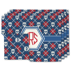 Knitted Argyle & Skulls Linen Placemat w/ Monogram