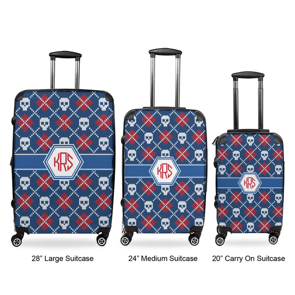 Knitted Argyle & Skulls Luggage Bags all sizes - With Handle