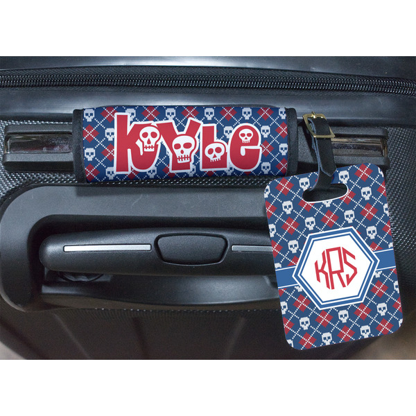 Knitted Argyle & Skulls Luggage Wrap & Tag