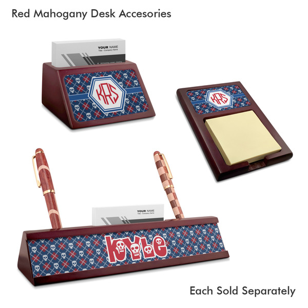 Knitted Argyle & Skulls Mahogany Desk Accessories