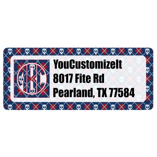 Custom Knitted Argyle & Skulls Return Address Labels (Personalized)
