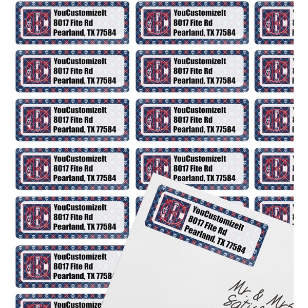 Knitted Argyle & Skulls Mailing Label on Envelope - Multiple Labels