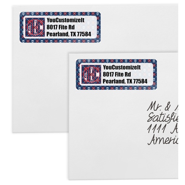 Knitted Argyle & Skulls Mailing Labels - Double Stack Close Up