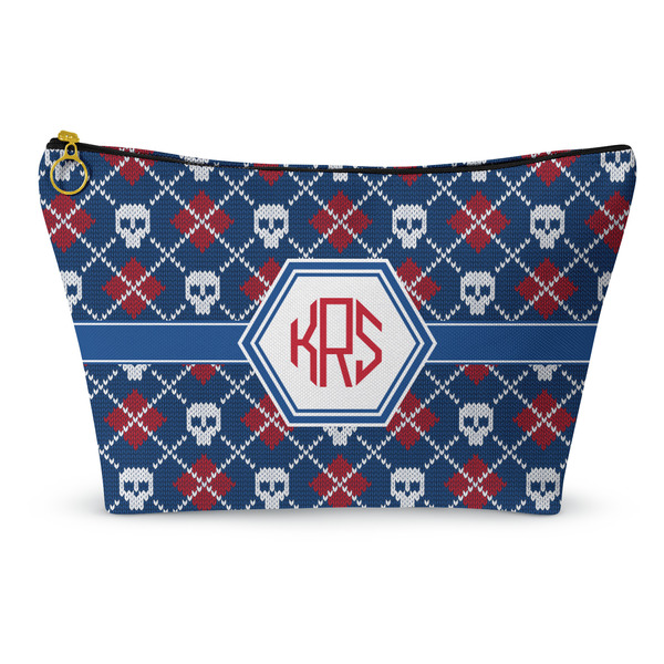 Custom Knitted Argyle & Skulls Makeup Bag - Small - 8.5"x4.5" (Personalized)