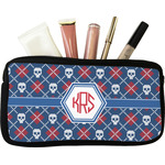 Knitted Argyle & Skulls Makeup / Cosmetic Bag - Small (Personalized)