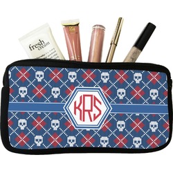 Knitted Argyle & Skulls Makeup / Cosmetic Bag - Small (Personalized)