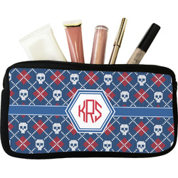 Knitted Argyle & Skulls Makeup / Cosmetic Bag (Personalized)