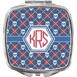 Knitted Argyle & Skulls Compact Makeup Mirror (Personalized)