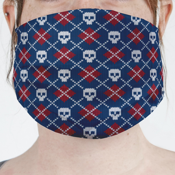 Custom Knitted Argyle & Skulls Face Mask Cover