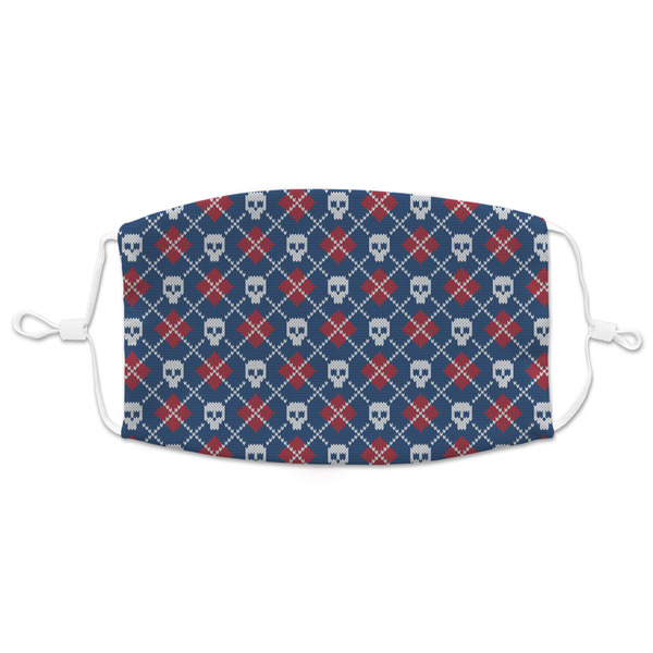Custom Knitted Argyle & Skulls Adult Cloth Face Mask - XLarge