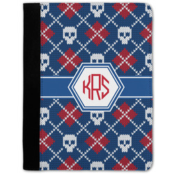 Knitted Argyle & Skulls Notebook Padfolio w/ Monogram
