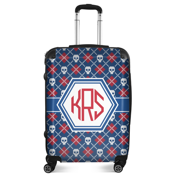 Custom Knitted Argyle & Skulls Suitcase - 24" Medium - Checked (Personalized)