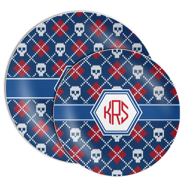 Knitted Argyle & Skulls Melamine Plates - PARENT/MAIN
