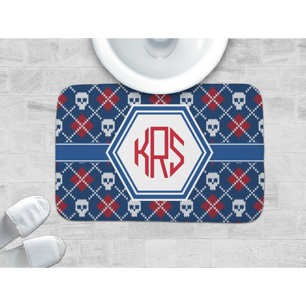 Knitted Argyle & Skulls Memory Foam Bath Mat - LIFESTYLE 34x21