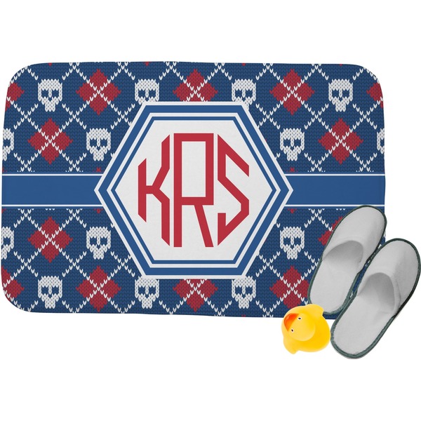 Custom Knitted Argyle & Skulls Memory Foam Bath Mat - 24"x17" (Personalized)