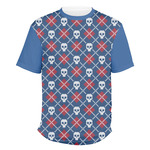 Knitted Argyle & Skulls Men's Crew T-Shirt - Small